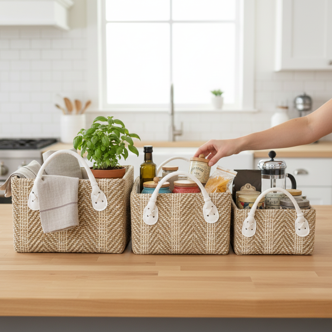 Loom Nesting Baskets- Brown Set of 3