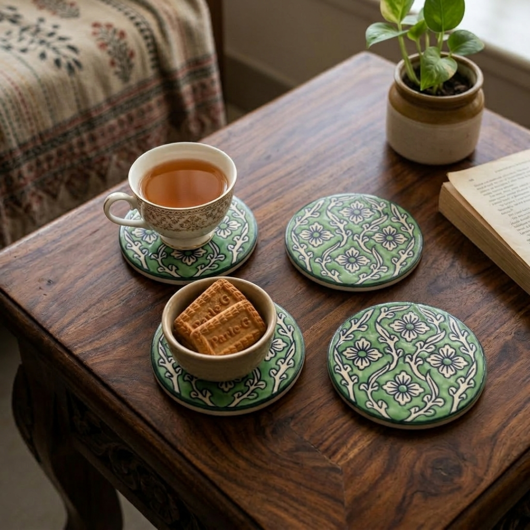 Vanya Coasters Set of 4 with Metal Stand