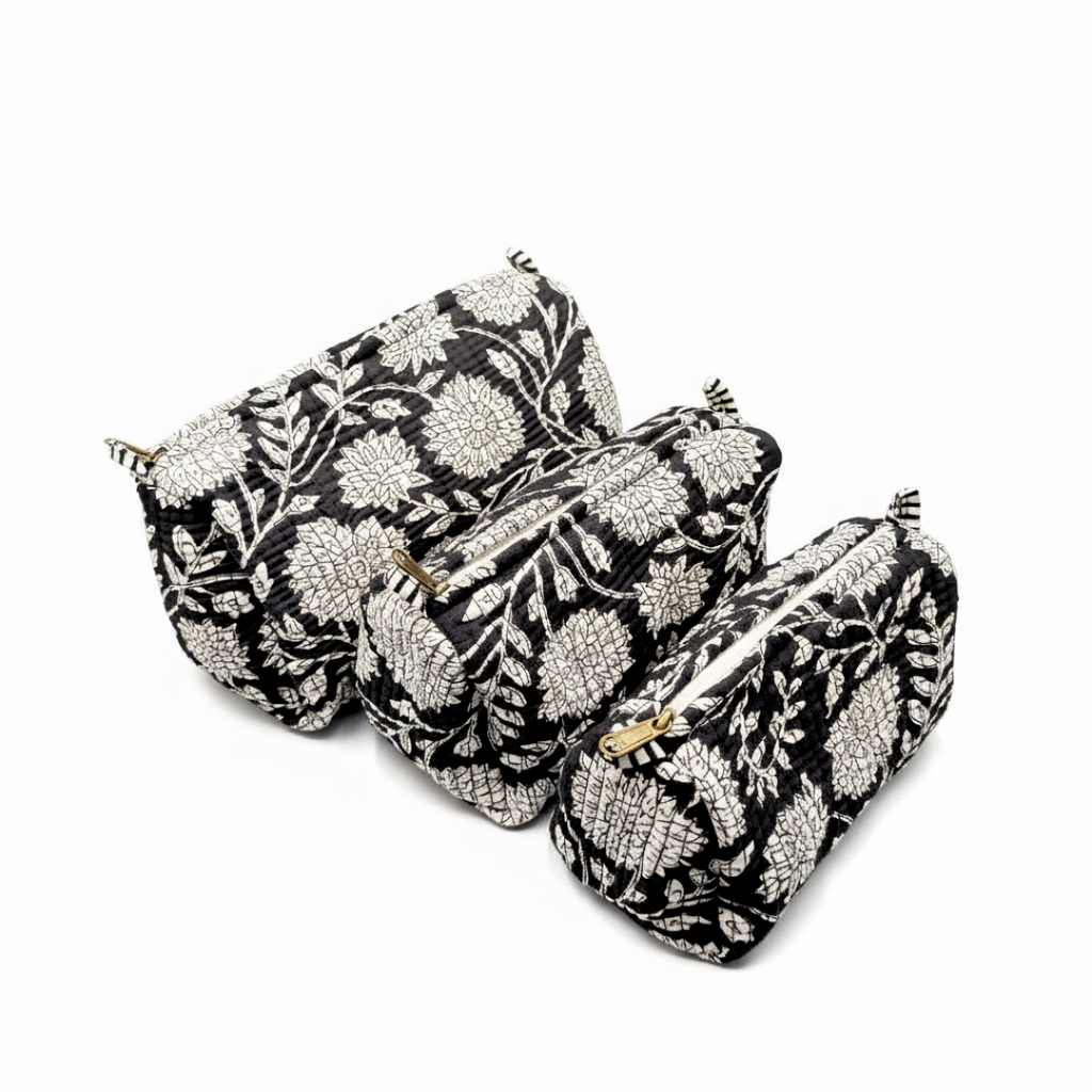 Everyday Set of 3 Pouches Black and White