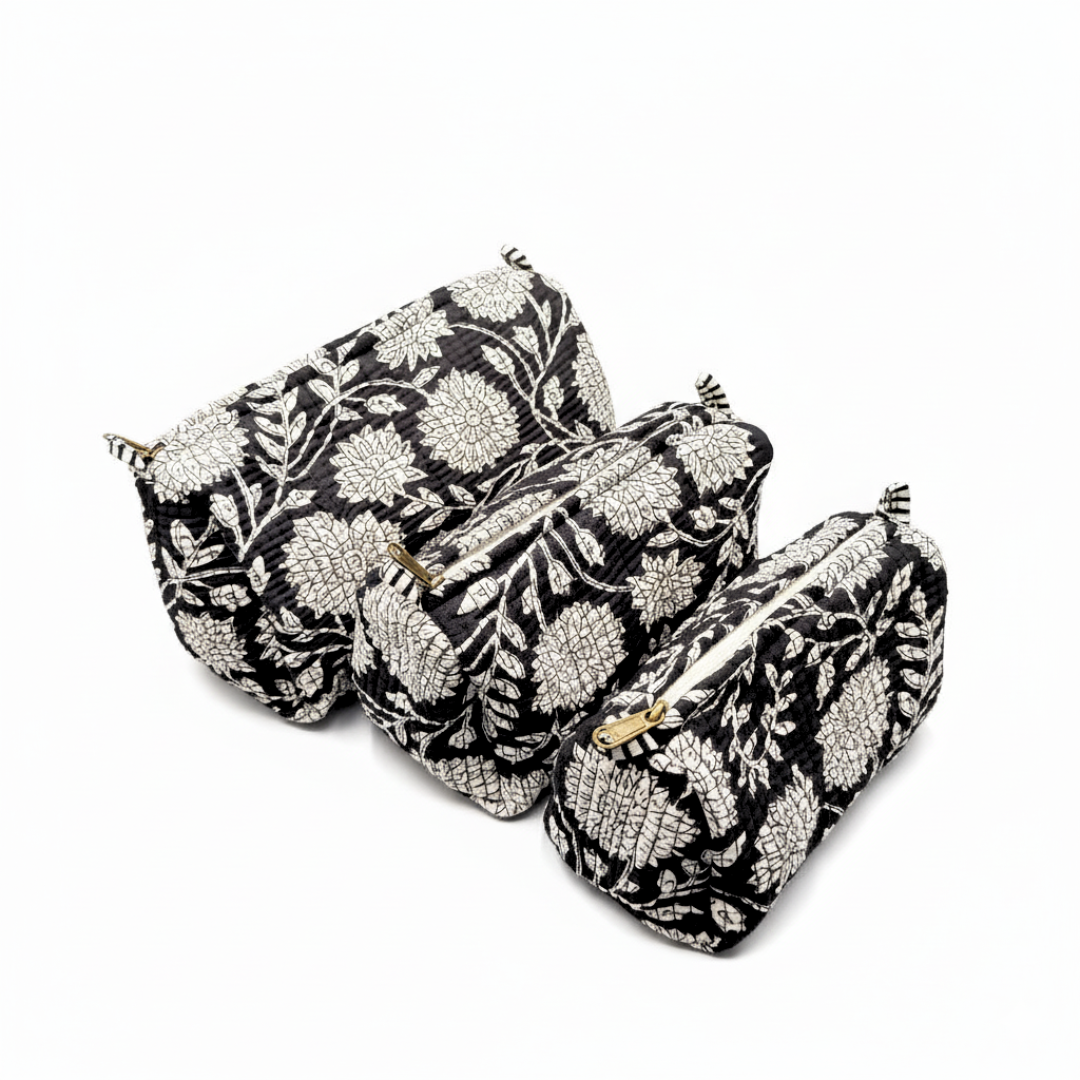 Everyday Set of 3 Pouches Black and White