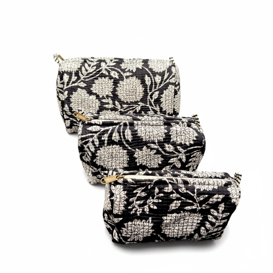 Everyday Set of 3 Pouches Black and White