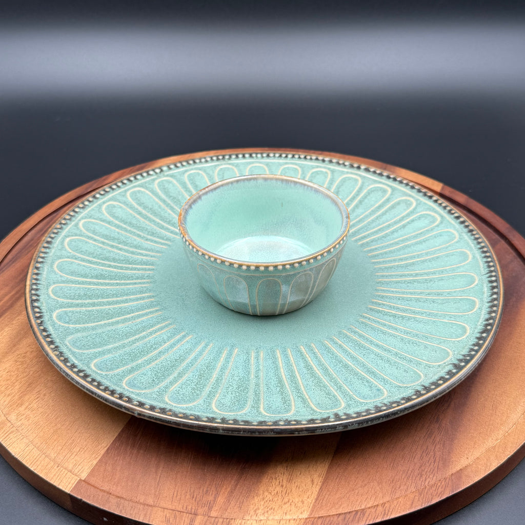 Mint Bloom Platter and Bowl